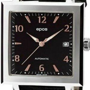 Epos 3376 Swiss Made Square Men 's Automatic Black Leather Watch